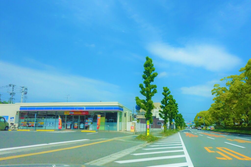 ローソンに立ち寄っている人