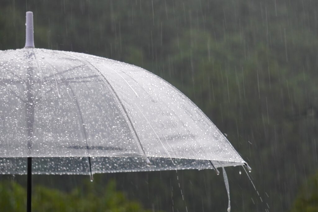 大雨が降っている地域を撮影した写真