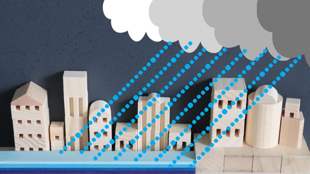 洪水で浸水している地域の写真