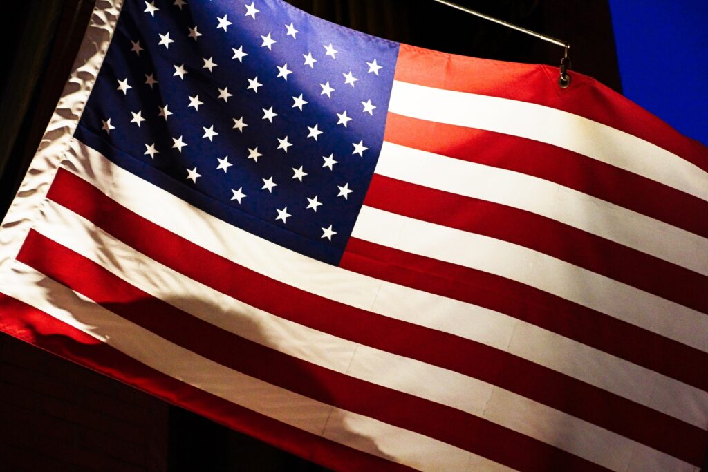 アメリカの国旗を撮影した画像