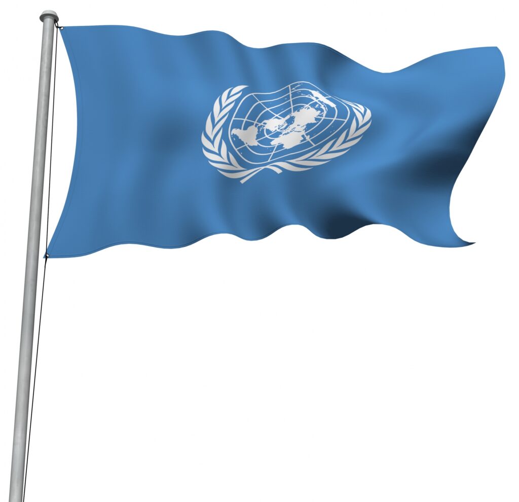 国連の国旗を撮影した画像