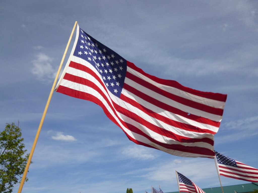 アメリカの国旗を撮影した画像