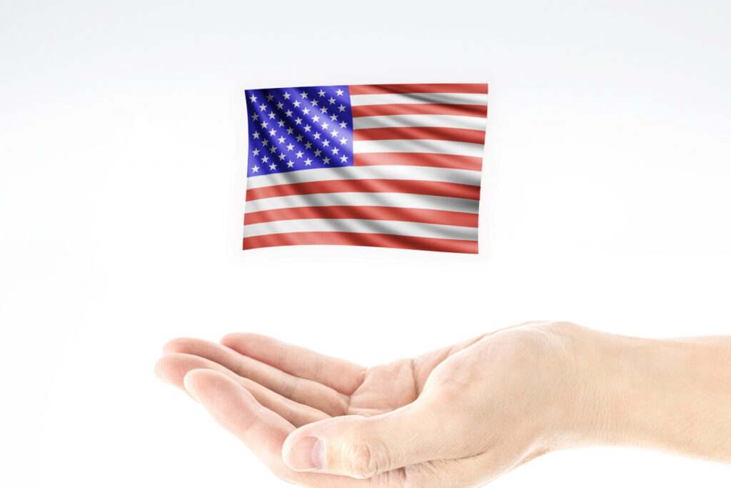 アメリカの国旗を撮影した画像