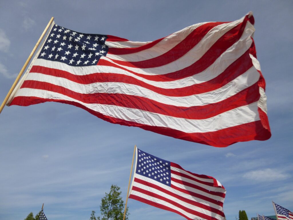 アメリカの国旗を撮影した画像