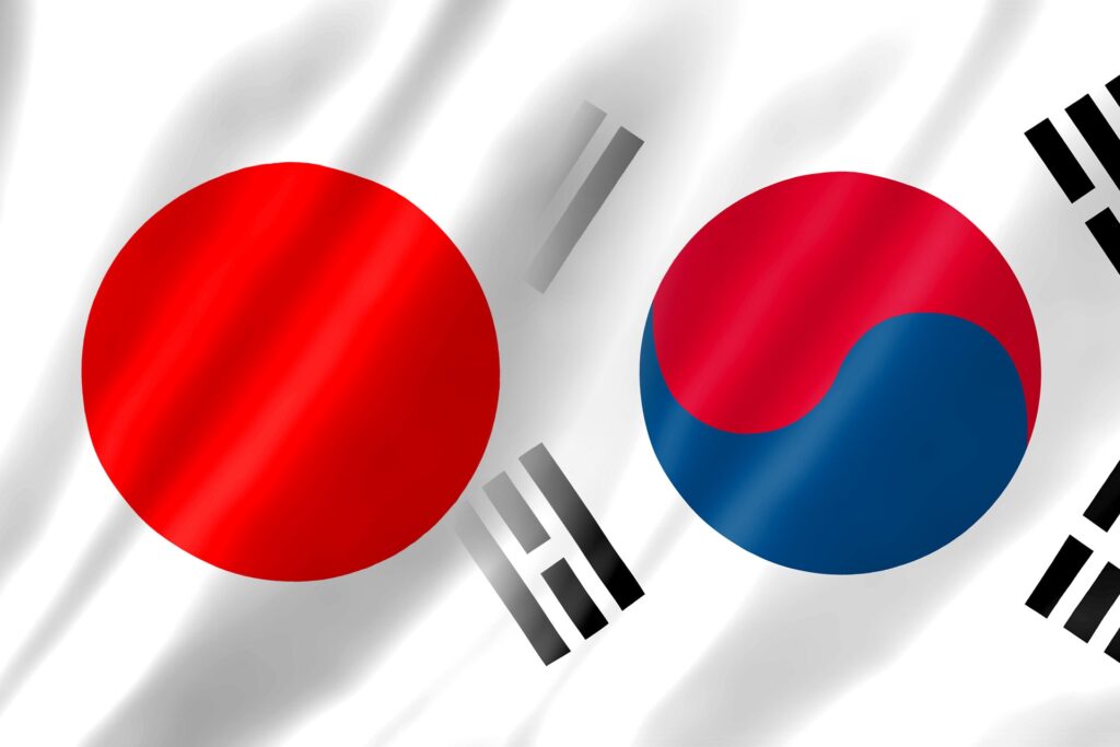 日本の韓国の国旗を撮影した画像