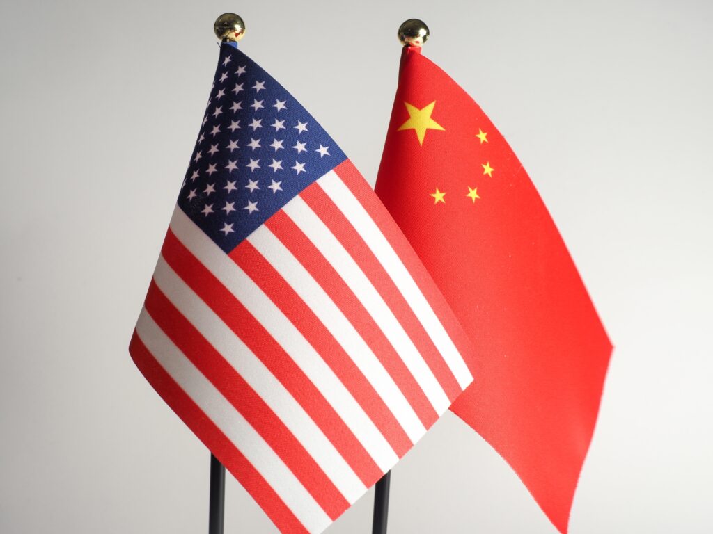 アメリカの中国の国旗を撮影した画像