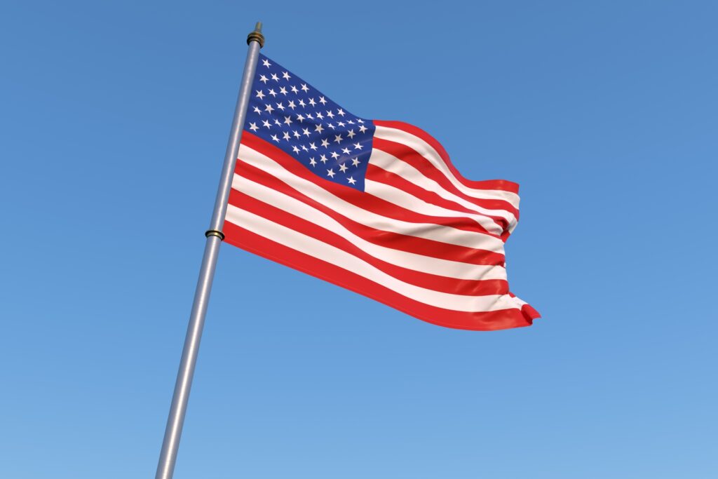 アメリカの国旗を撮影した画像