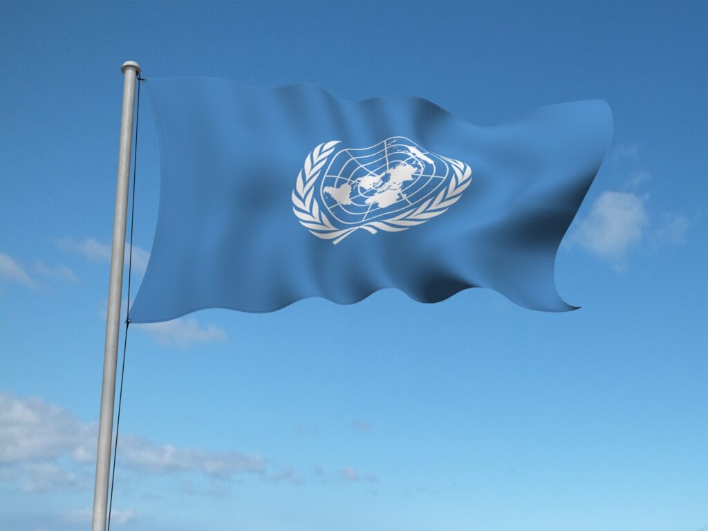 国連の国旗を撮影した画像