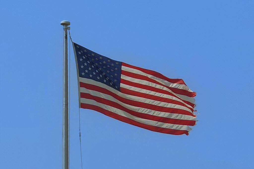 アメリカの国旗を撮影した画像