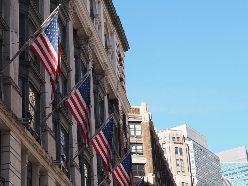 アメリカの国旗を撮影した画像