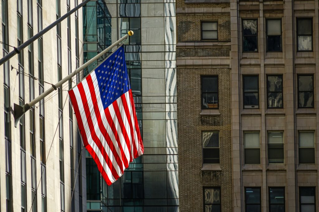 アメリカの国旗を撮影した写真