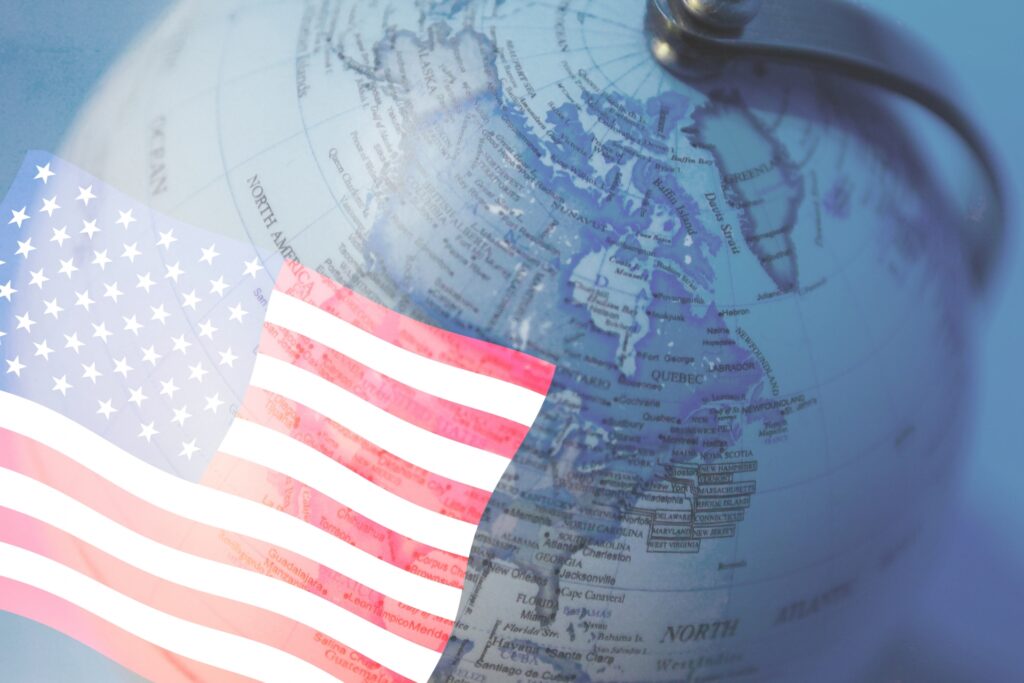 アメリカの国旗を撮影した写真