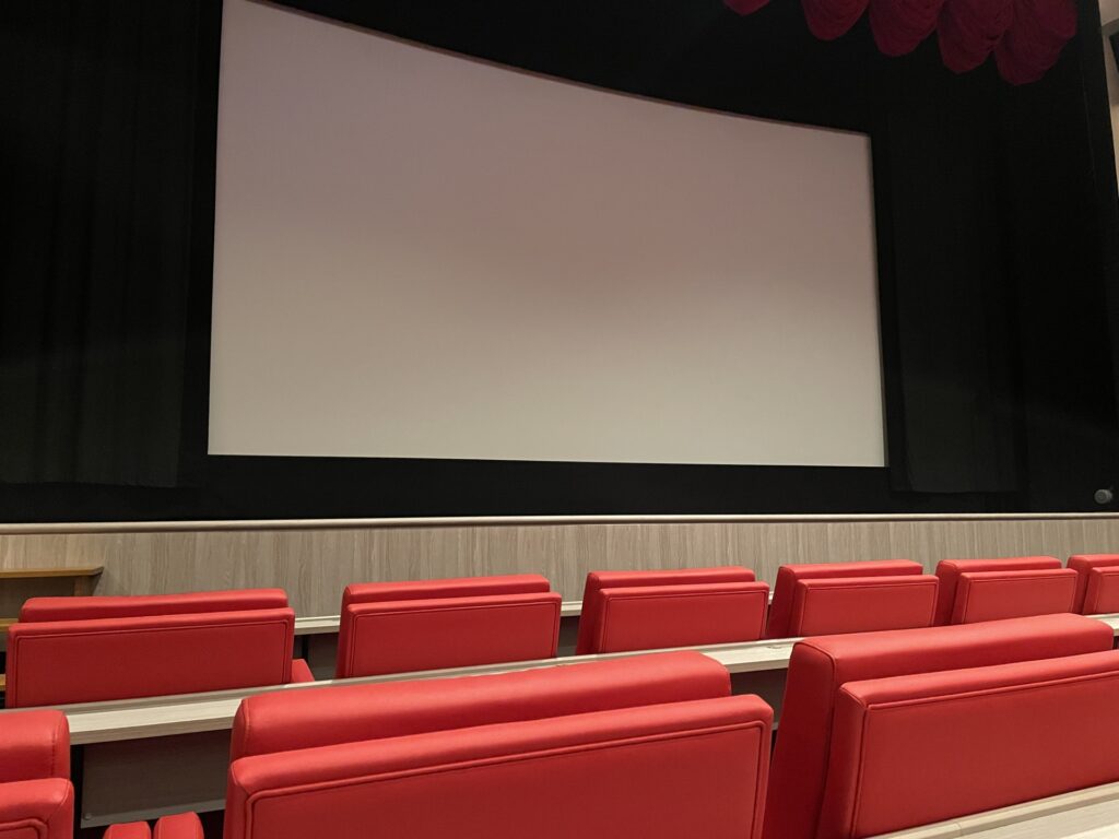 上映された映画を鑑賞している人